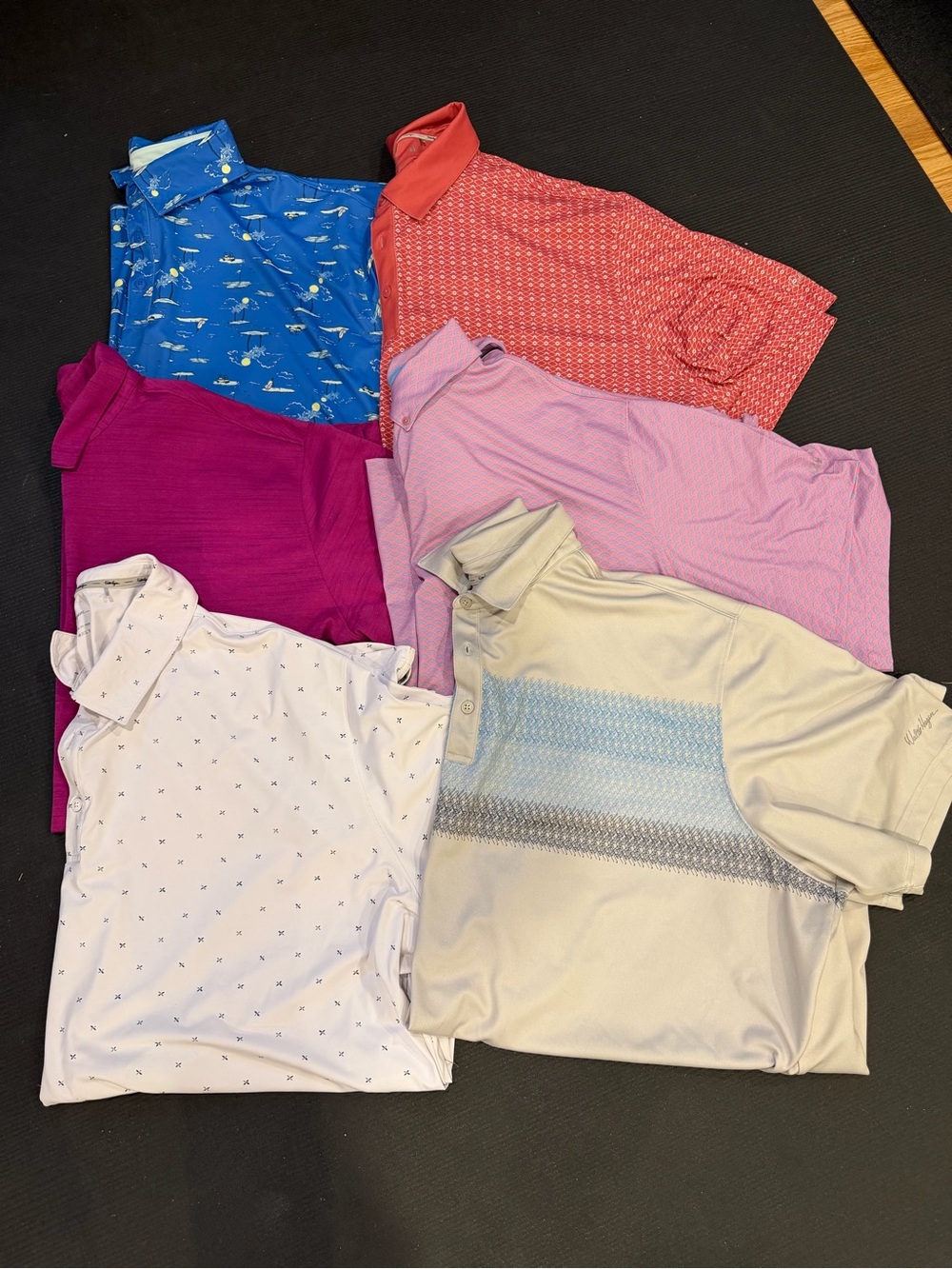 Walter Hagen Mixed Color Men’s Polo Lot — Blue, Red, Pink, Purple, White, Cream